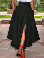 Jupe longue fendue taille haute à lacet - Chic&Shines