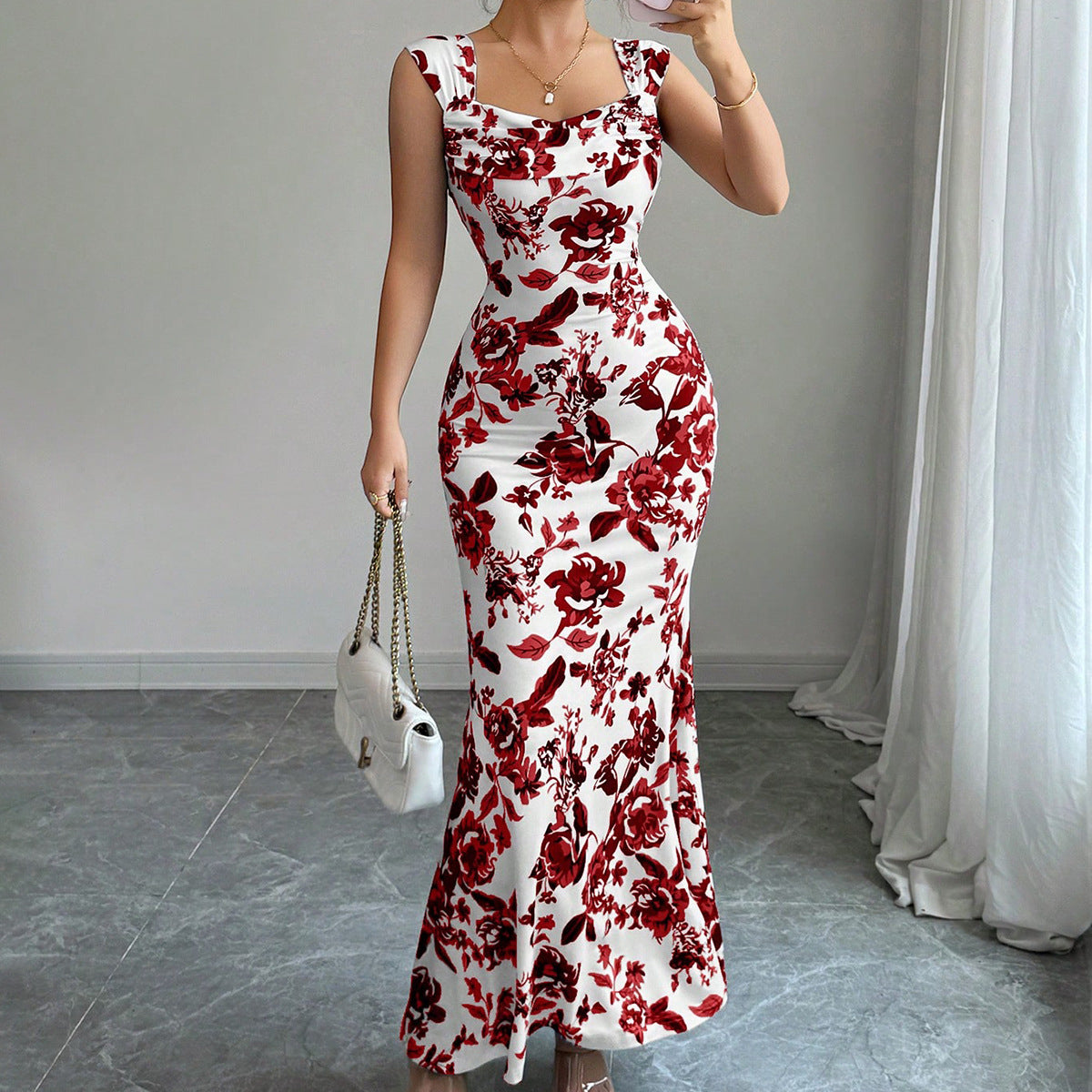Robe à nouer imprimée taille haute