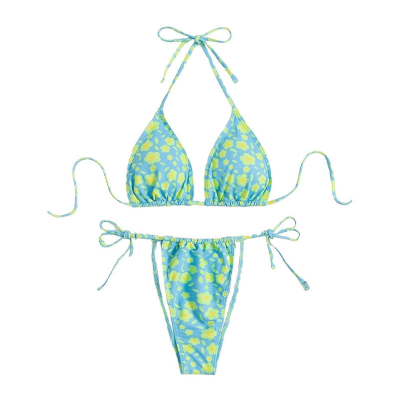 Ilona — Floral two-piece lace-up bikini
