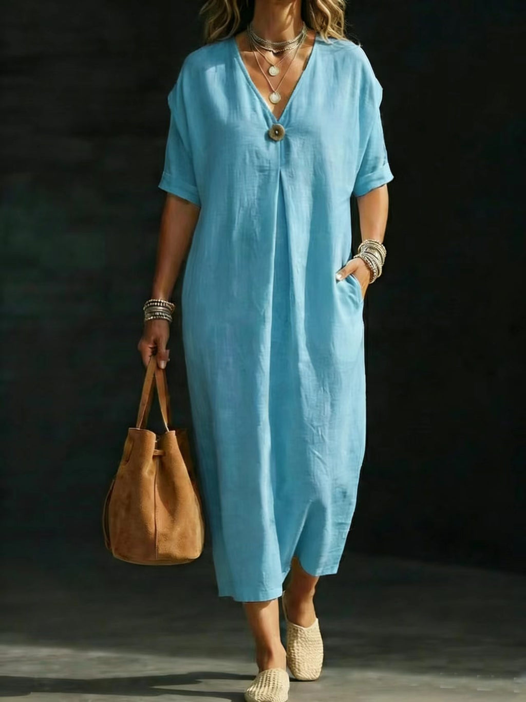 Linen and cotton wrap dress — Bohemian comfort