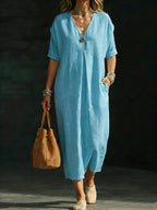Linen and cotton wrap dress — Bohemian comfort
