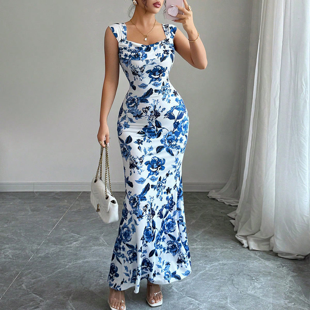 Robe à nouer imprimée taille haute