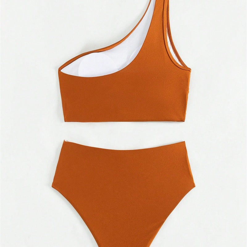 Avril — Bikini deux-pièces asymétrique caramel