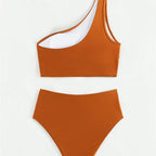 Avril — Bikini deux-pièces asymétrique caramel