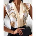 Haut sans manches col V imprimé - Chic&Shines