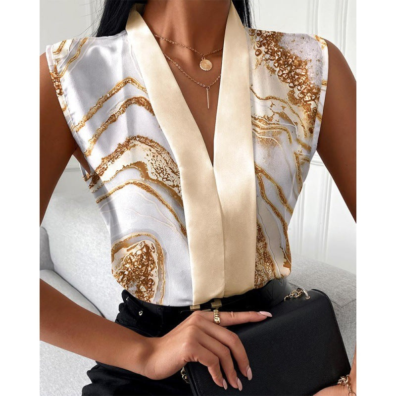 Haut sans manches col V imprimé - Chic&Shines