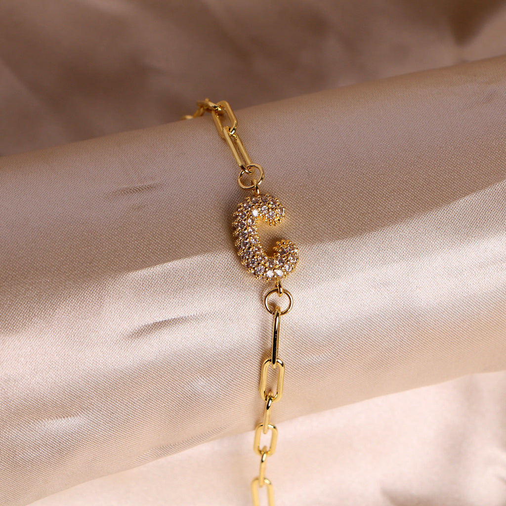 Bracelet clip en zircone pendentif lettre - Chic&Shines