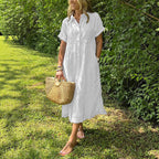 Robe rayée lin et coton – Élégance intemporelle