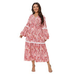 Pink and white patchwork maxi dress — Generous fit