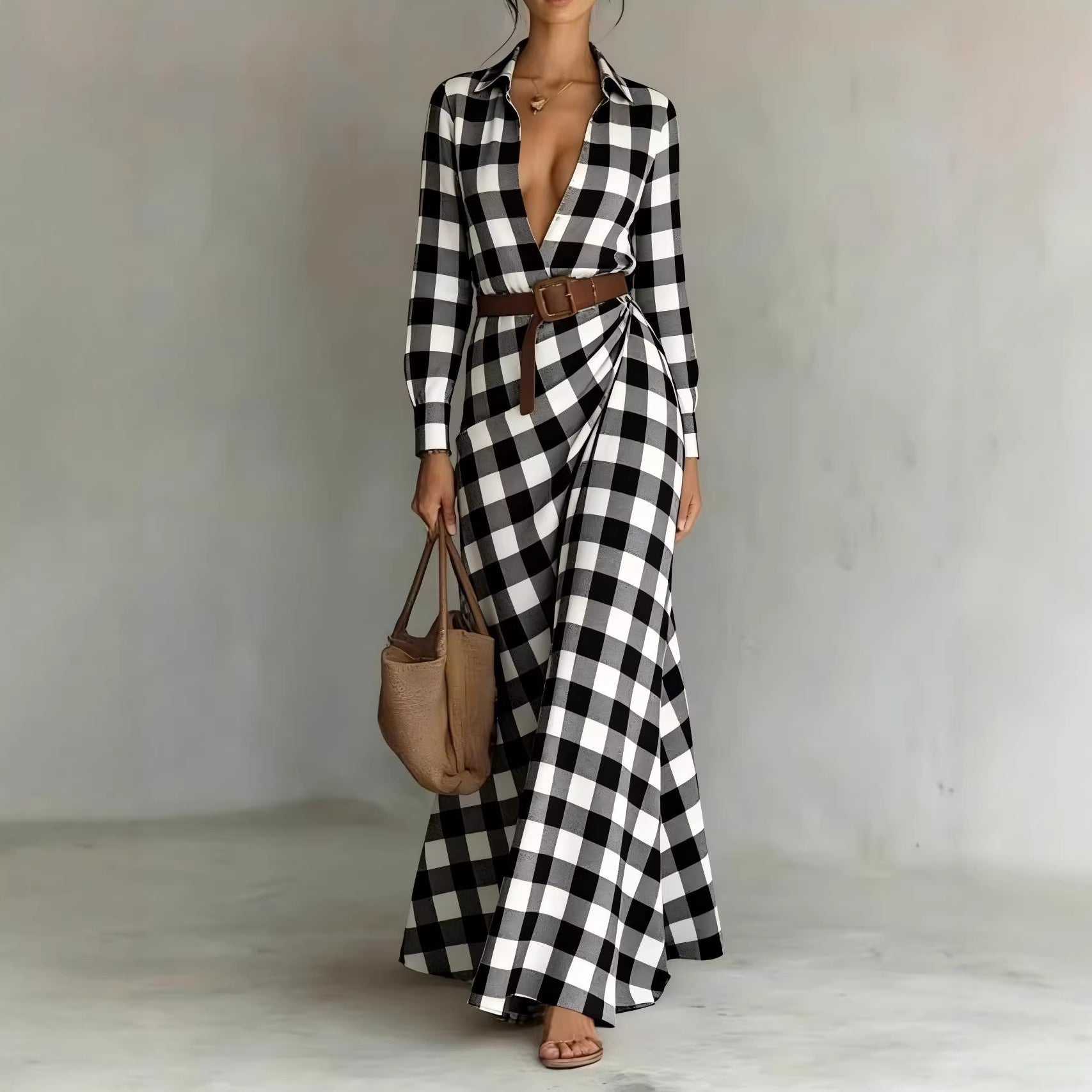 Asymmetrical pleated dress with matching belt