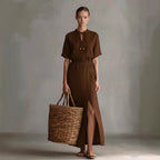 Robe midi nœud au col – Élégance intemporelle