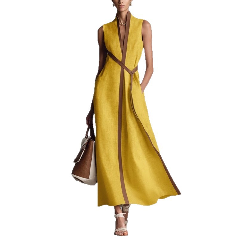 Robe Sans Manches Color-Block Élégante