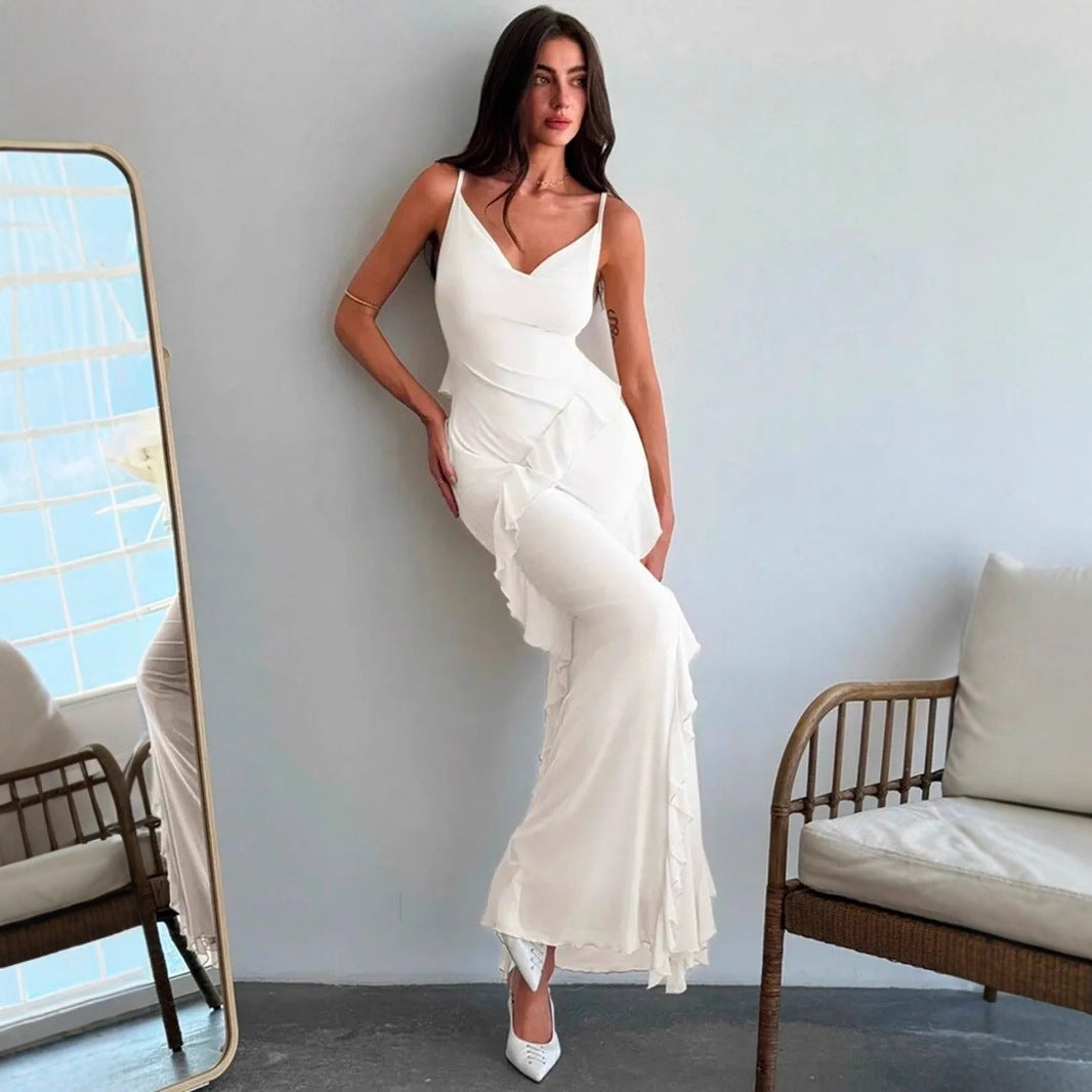 Robe Asymétrique Sans Manches À Volants