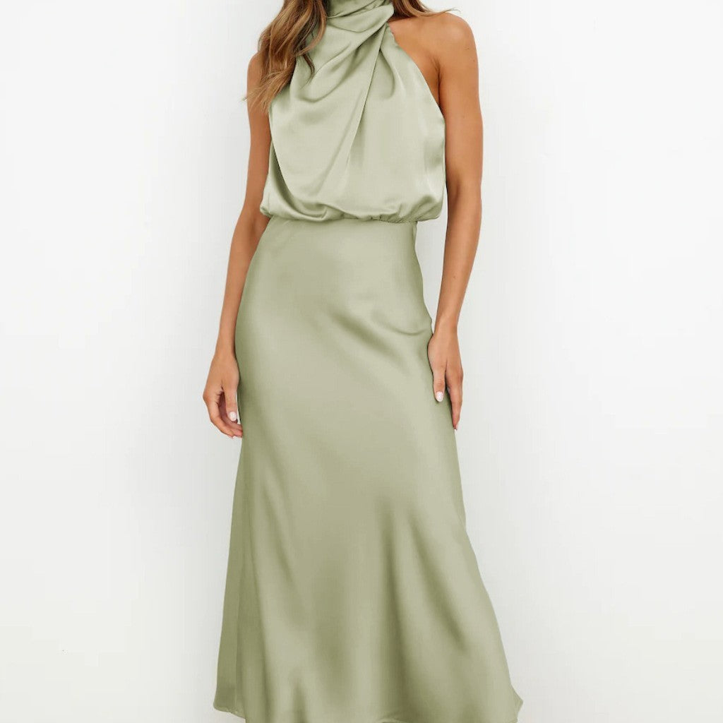 Sleeveless high-neck maxi dress