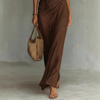 Robe Asymétrique Marron Café — Allure Chic et Épurée