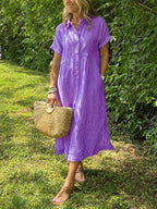 Robe rayée lin et coton – Élégance intemporelle
