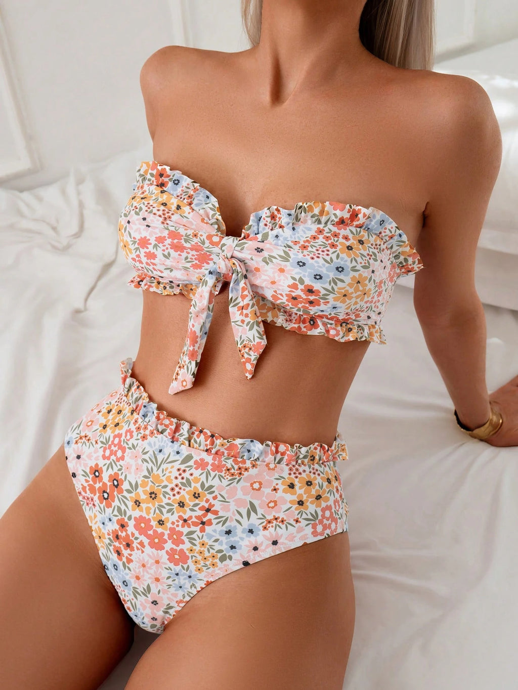 Yseult — Floral Ruffled Two-Piece Bikini