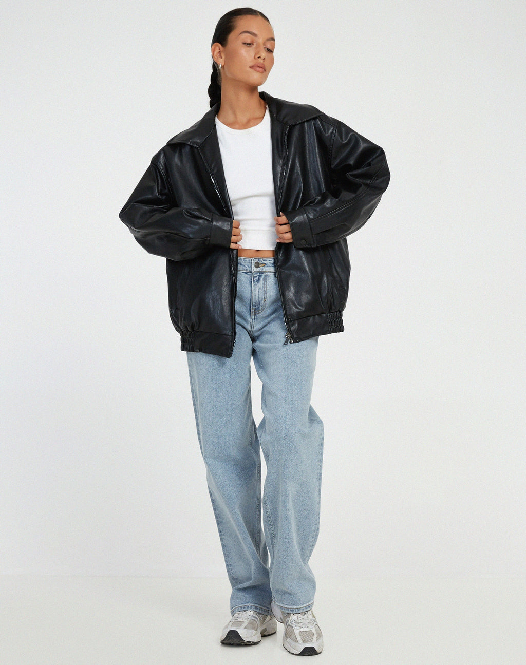 Veste en cuir oversize pour femme – Style décontracté Sophia
