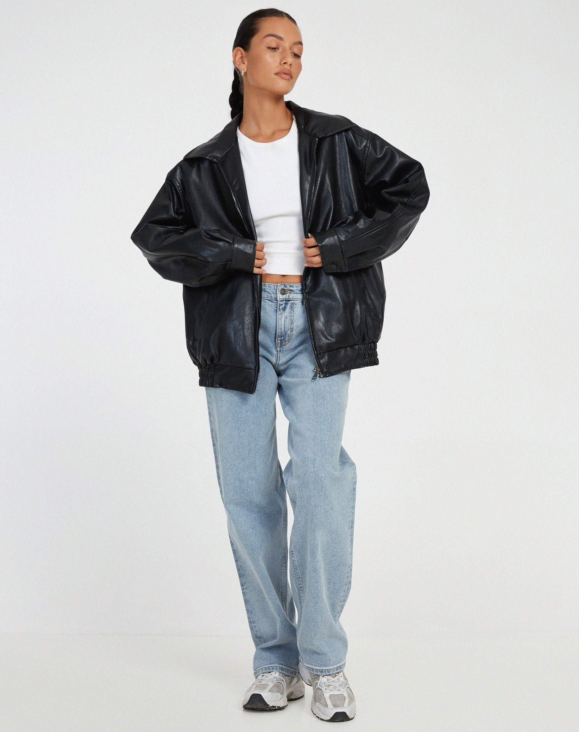 Veste en cuir oversize pour femme – Style décontracté Sophia