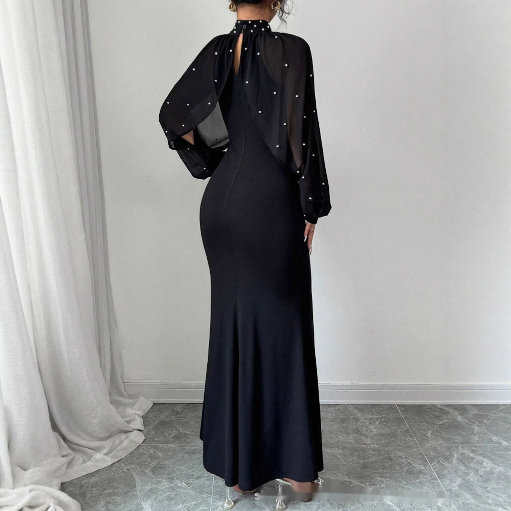 Lace Lantern Sleeve Maxi Dress