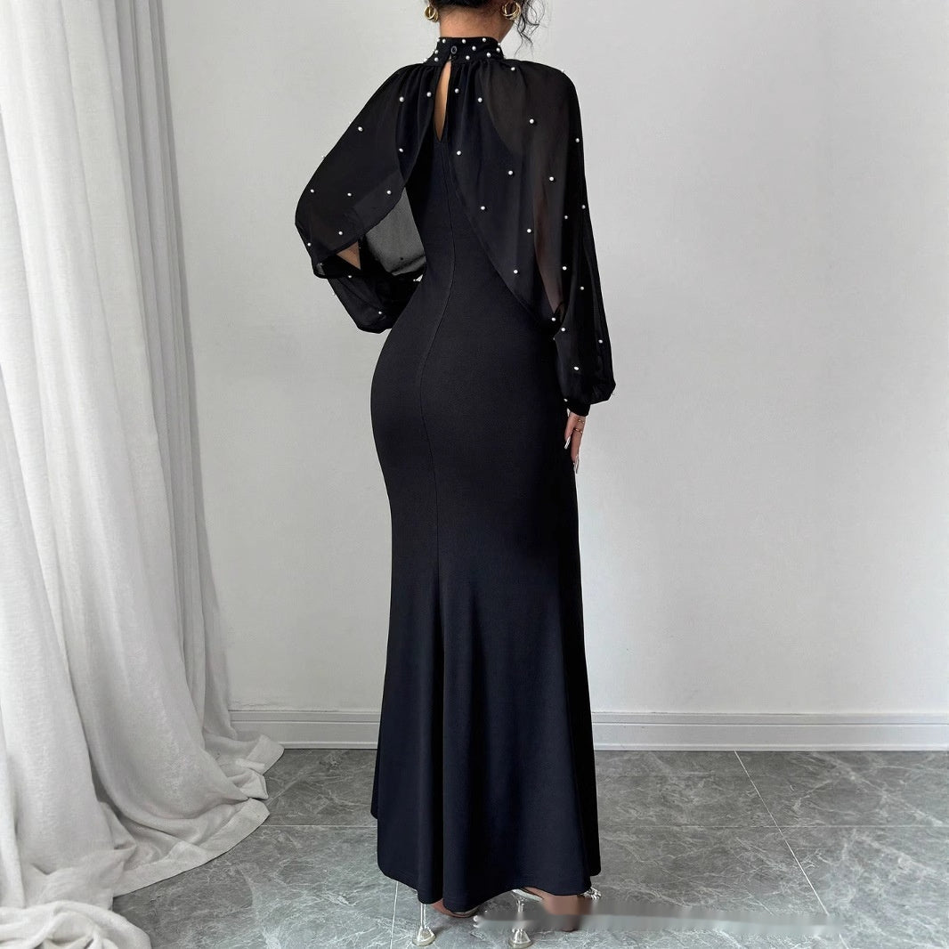 Lace Lantern Sleeve Maxi Dress
