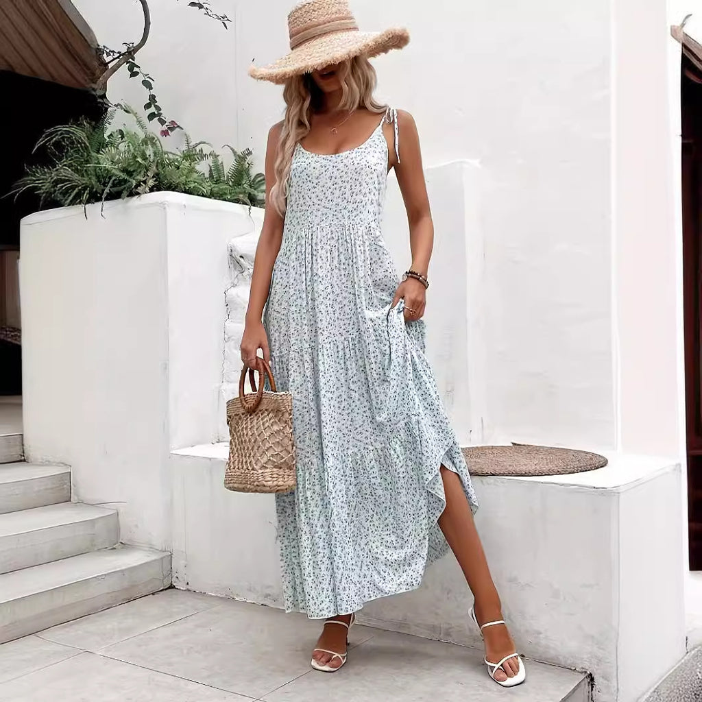 Robe patineuse courte à fleurs et volants