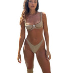 Violette — Maillot de bain taille haute marron