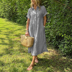 Robe rayée lin et coton – Élégance intemporelle