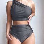 Avril — Bikini deux-pièces asymétrique caramel