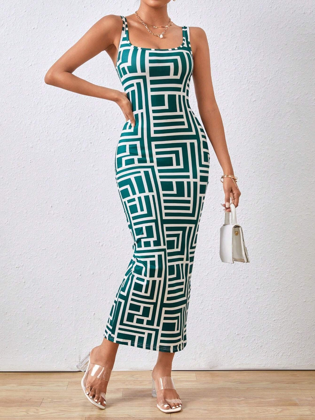 Robe longue imprimée à bretelles - Chic&Shines