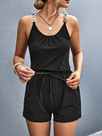 Combinaison short à bretelles métalliques - Chic&Shines