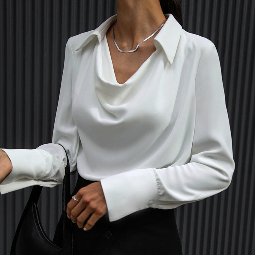 Long-sleeved shirt with an irregular collar
