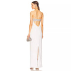 Robe du soir blanc à haut tube orné de diamants