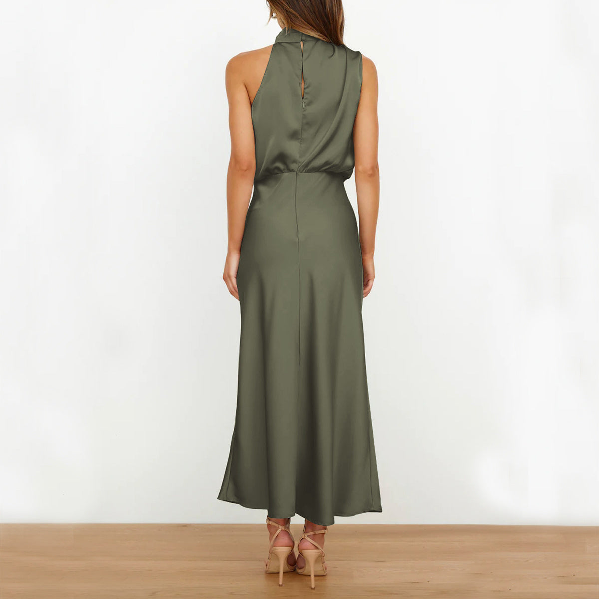 Sleeveless high-neck maxi dress