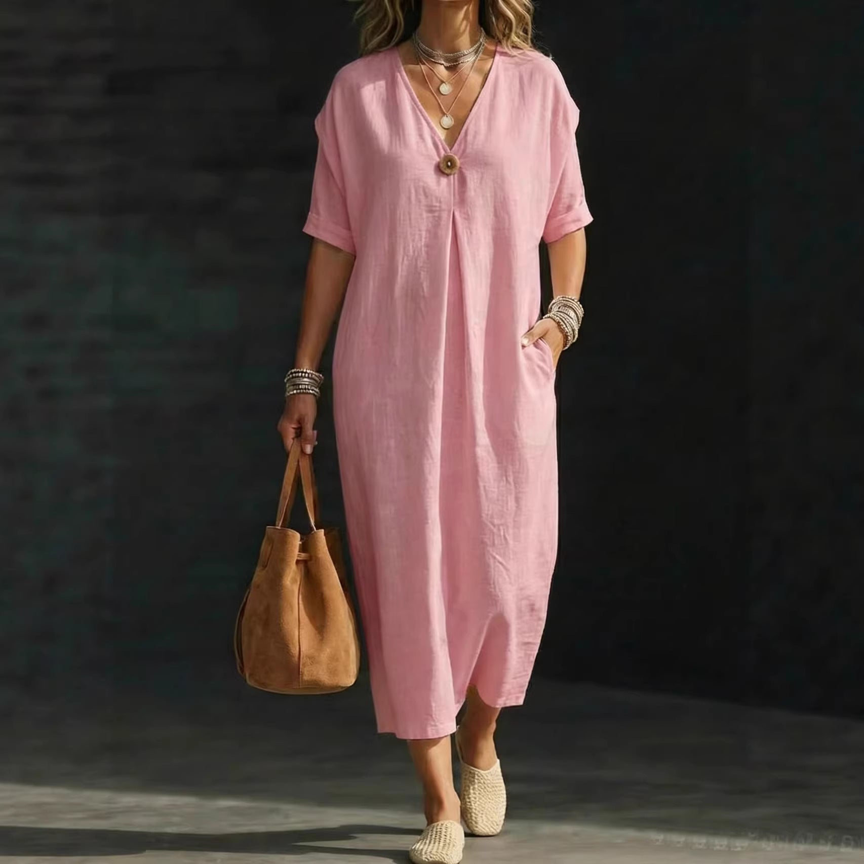 Linen and cotton wrap dress — Bohemian comfort