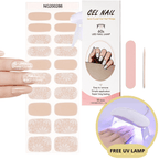 Autocollants ongles semi-polymérisés avec motifs floraux, boîte incluse. Kit manucure gel avec lime, bâtonnet et lampe UV gratuite.