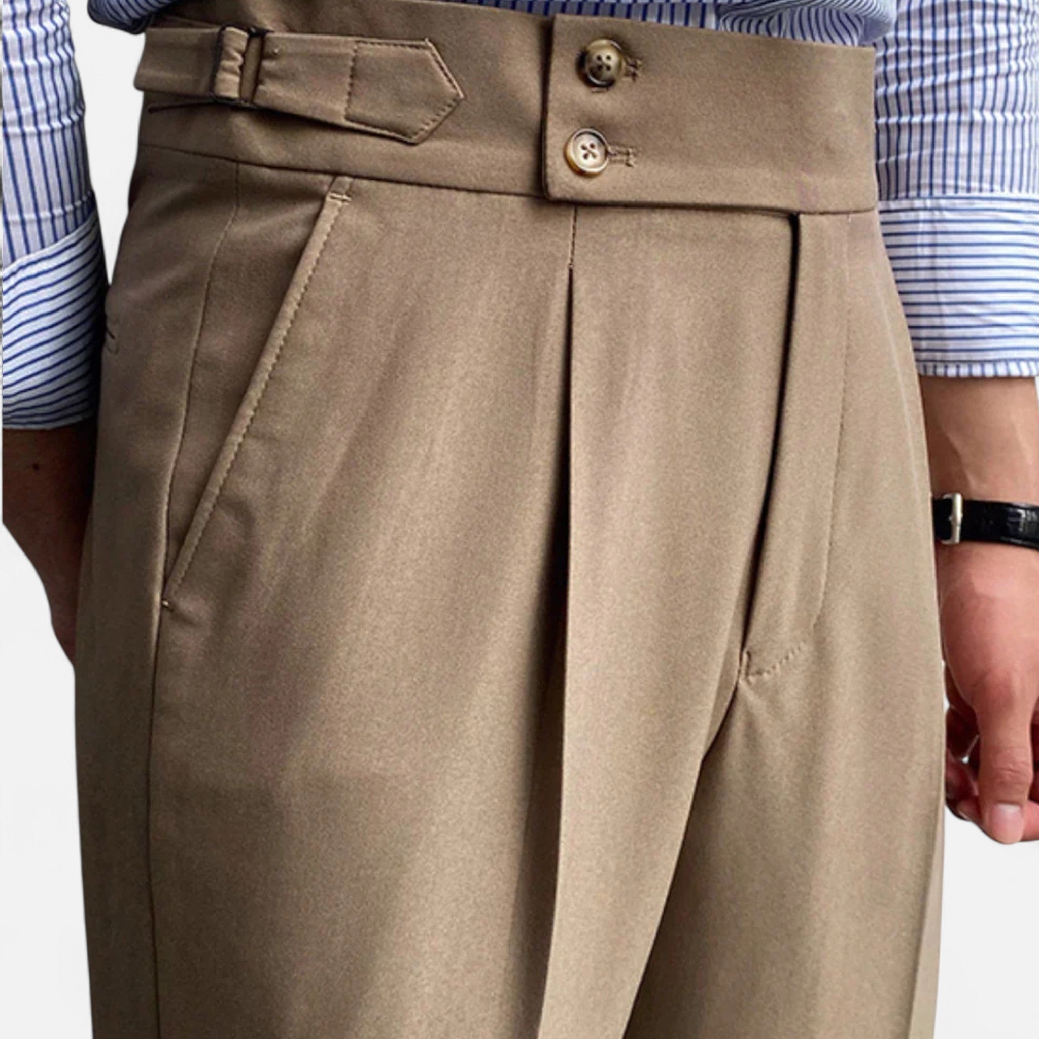 Pantalon drapé taille haute pour homme