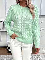 Women's Cable Knit Sweater - Soft and Stylish Pullover for Spring and Autumn