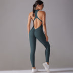 Combinaison pantalon de sport à fermeture éclair dos nu - Chic&Shines