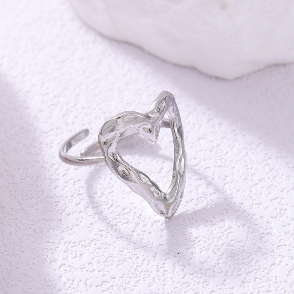 Bague coeur ajustable en acier inoxydable