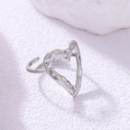 Bague coeur ajustable en acier inoxydable