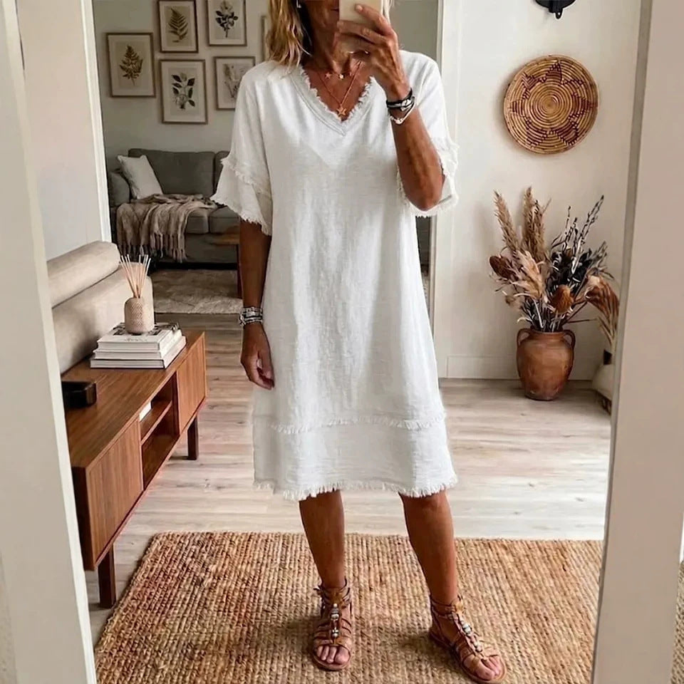 Robe fluide encolure V — Élégance casual intemporelle