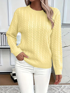 Women's Cable Knit Sweater - Soft and Stylish Pullover for Spring and Autumn