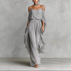 Elegant and flowing backless maxi dress