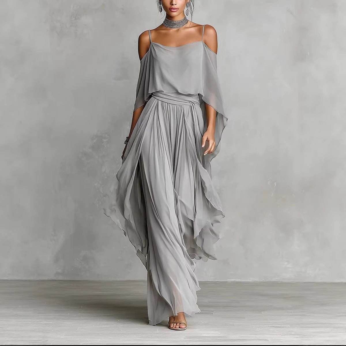Elegant and flowing backless maxi dress