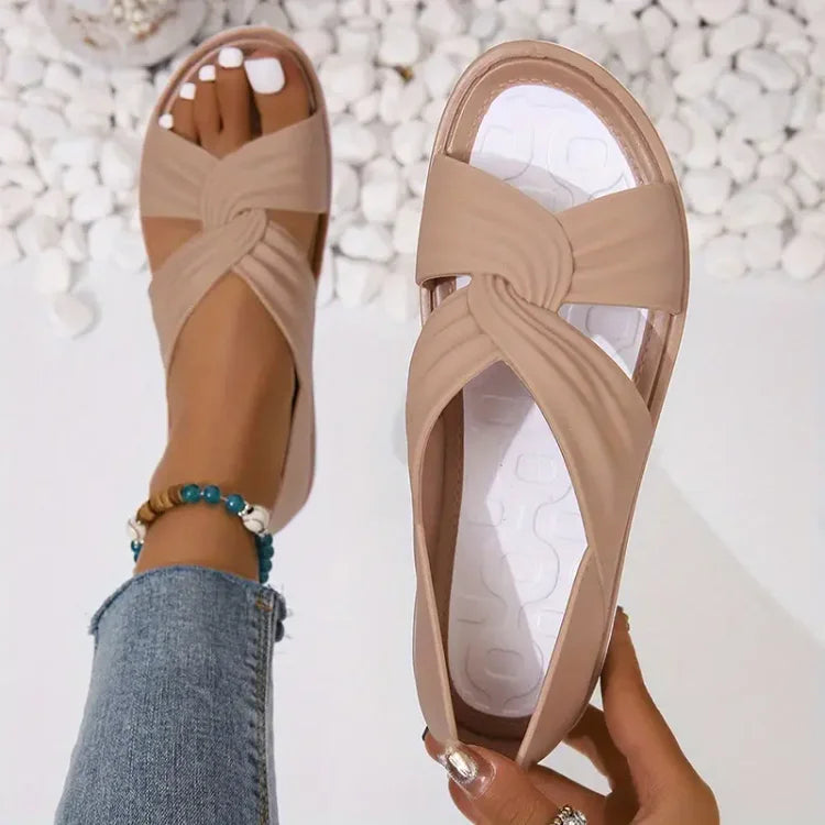 Sandales d'été confortables à semelle souple et à motif de nœuds pour femmes