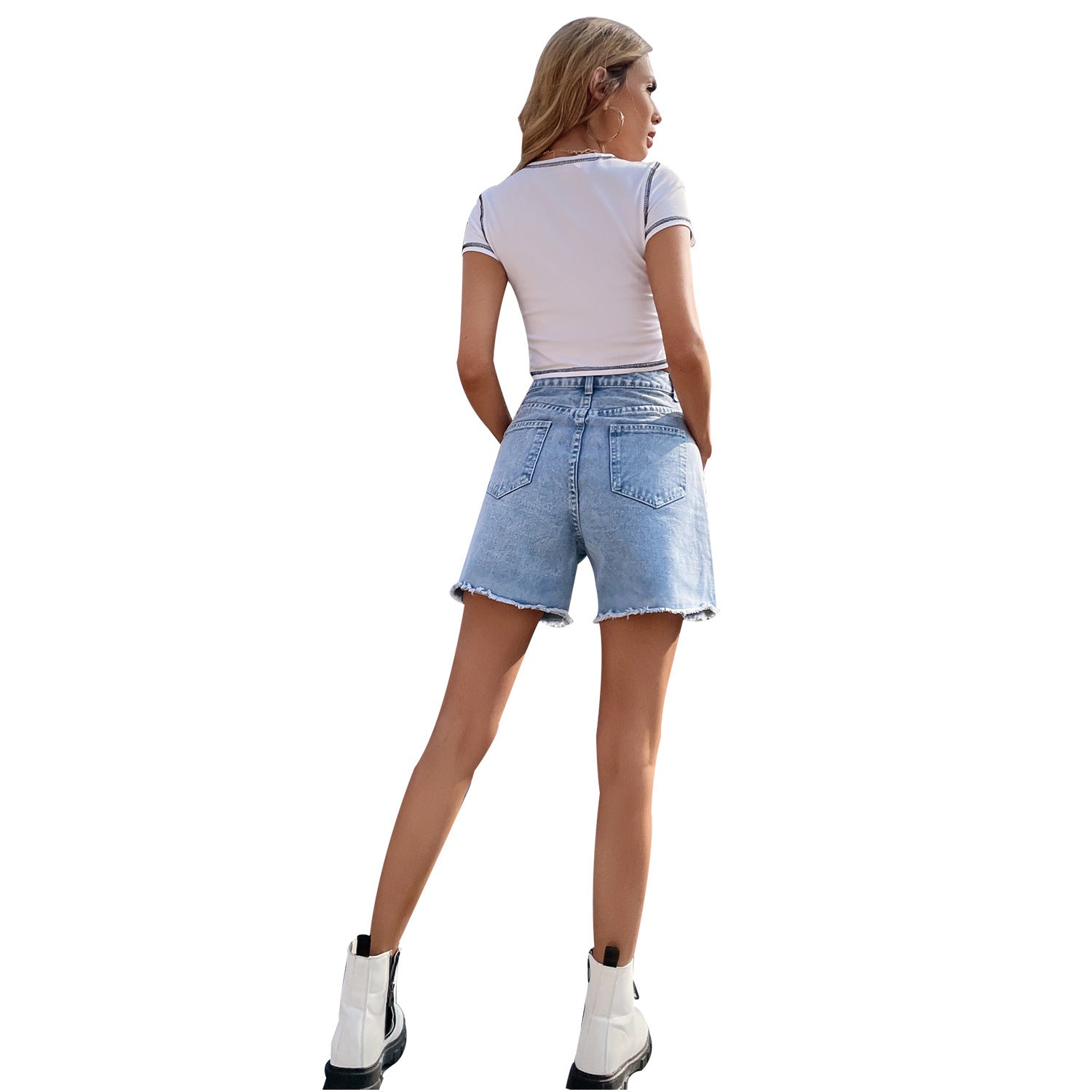Short en jean taille haute – Coupe droite intemporelle