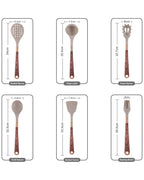 Set d'ustensiles de cuisine - Cuivra - Outils de cuisine antiadhésifs - Poignée en bois