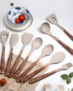 Set d'ustensiles de cuisine - Cuivra - Outils de cuisine antiadhésifs - Poignée en bois