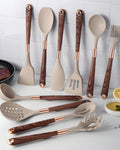 Set d'ustensiles de cuisine - Cuivra - Outils de cuisine antiadhésifs - Poignée en bois